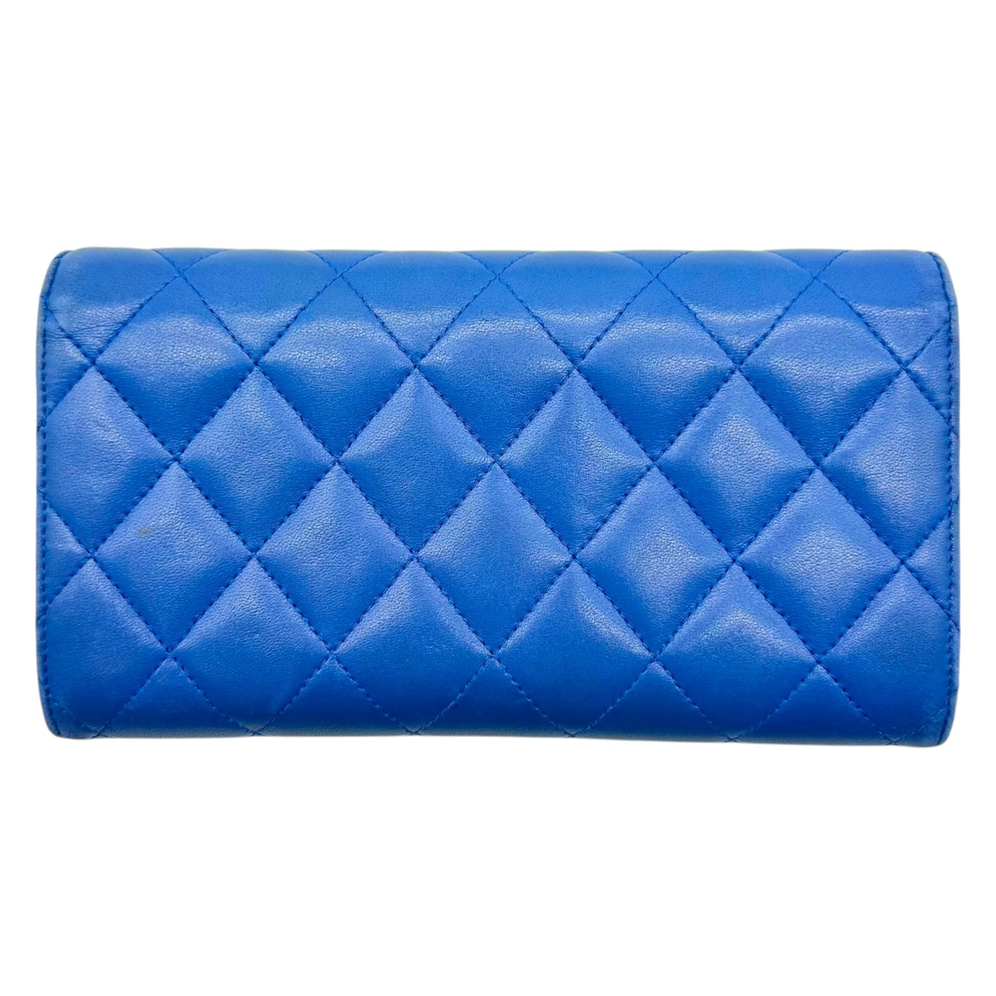 Chanel Cobalt Blue Matelasse Lambskin Long Wallet 2016-17