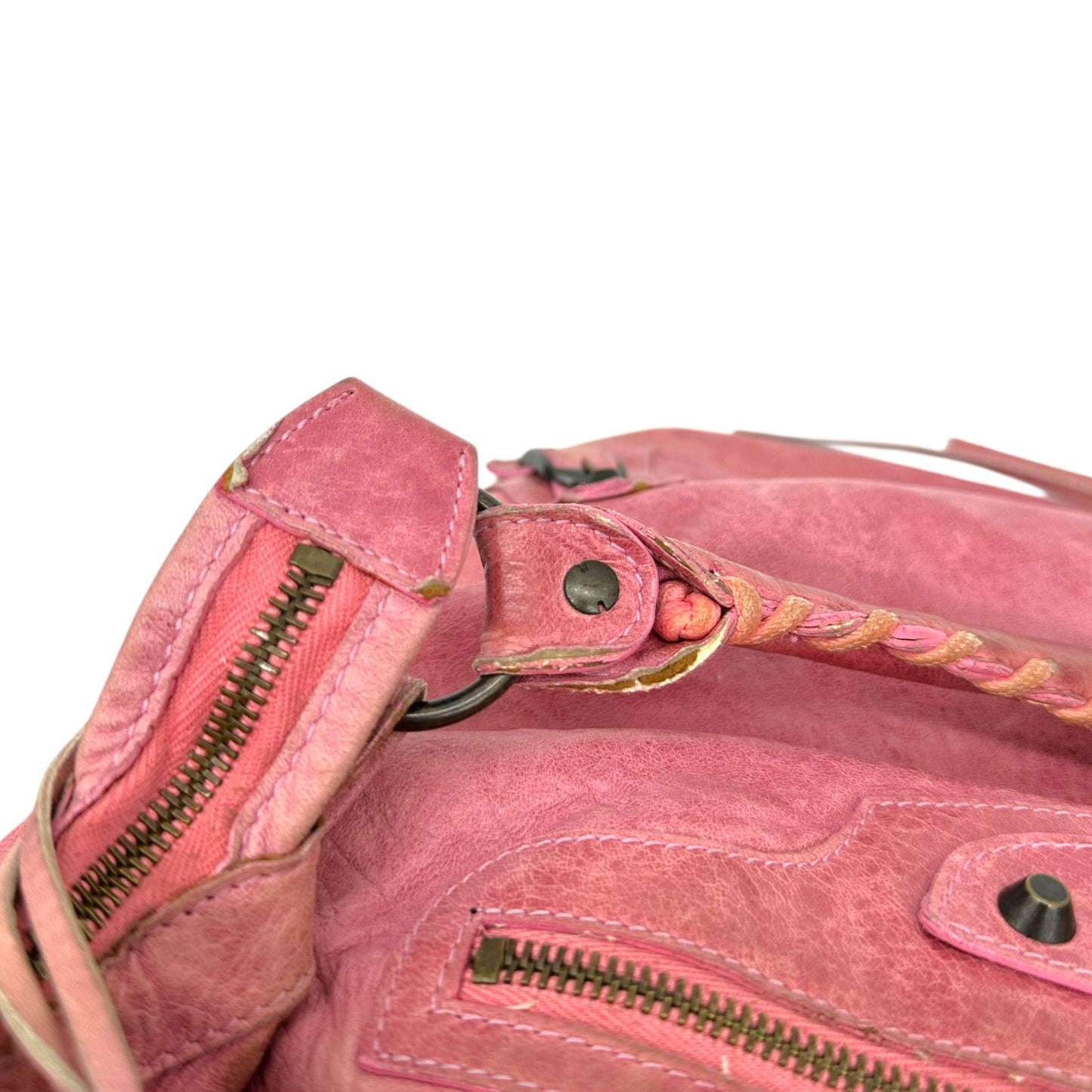 Balenciaga Pink Lambskin The Day City Hobo Bag