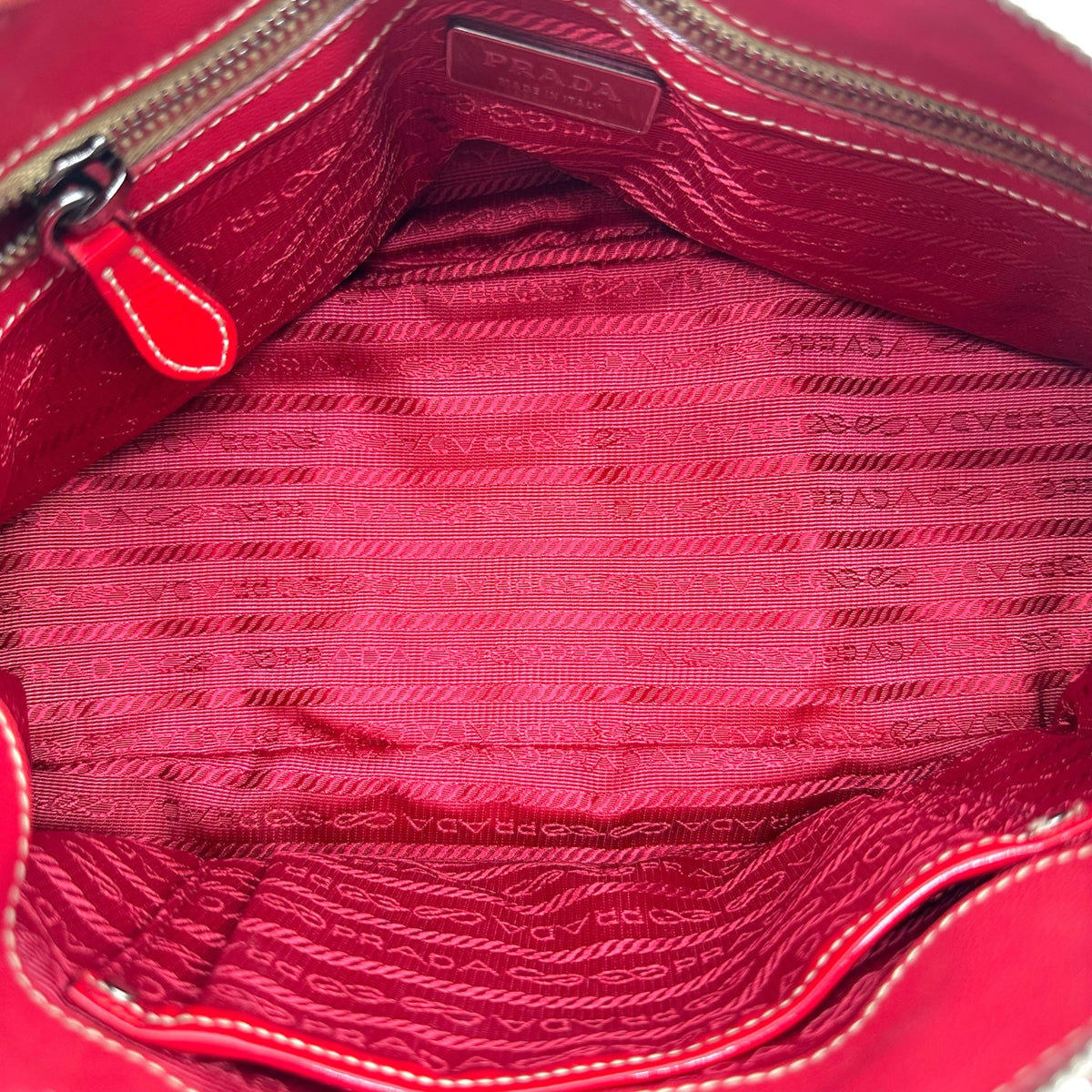 Prada Red Ruched Patent Leather 2-Way Bag