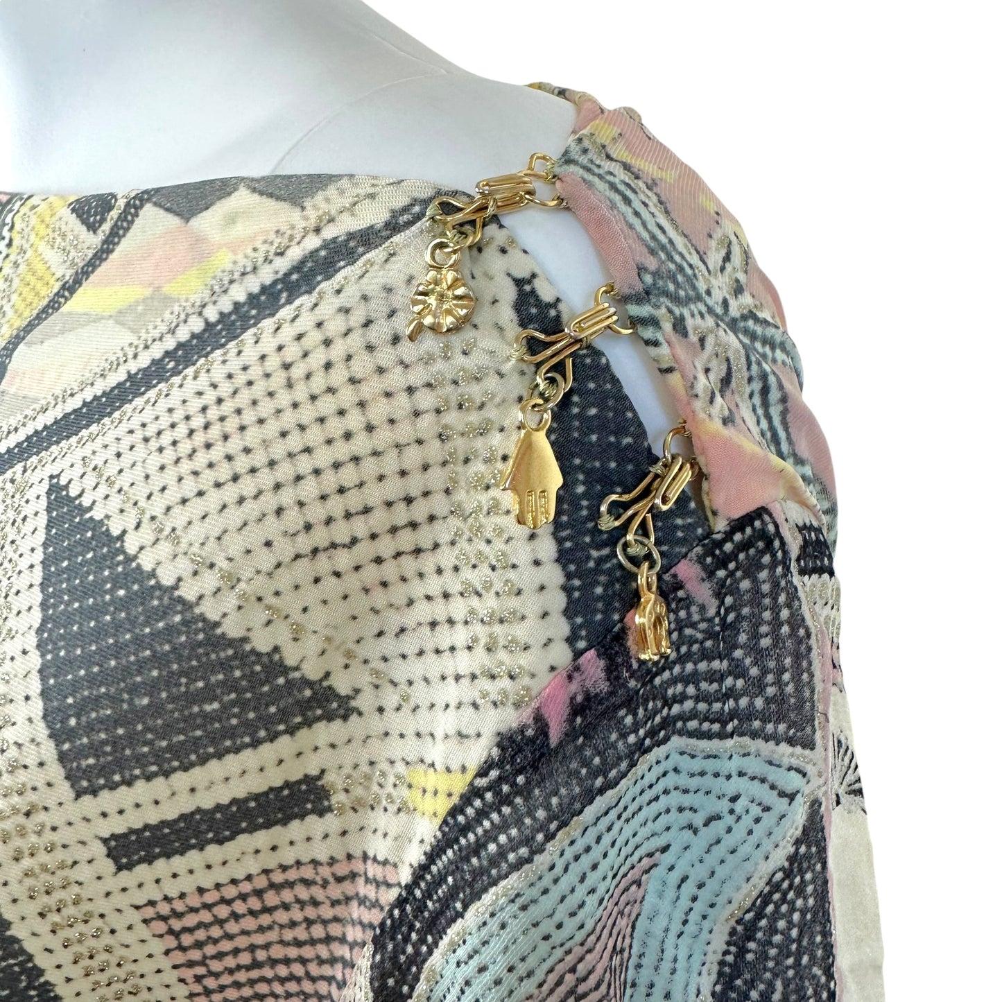 Roberto Cavalli S/S 2003 Metallic & Pastel Printed Silk Blouse