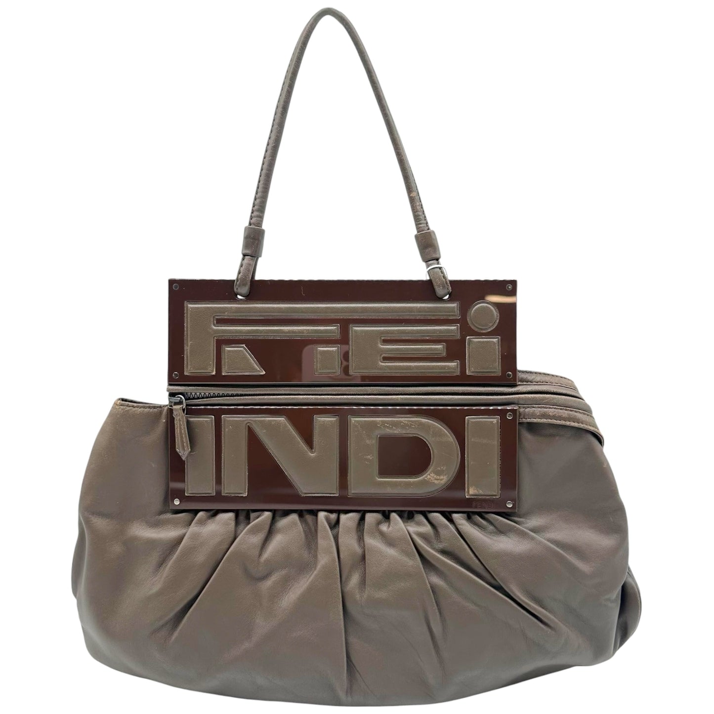 Fendi Brown Leather Convertible To You Clutch / Shoulder Bag