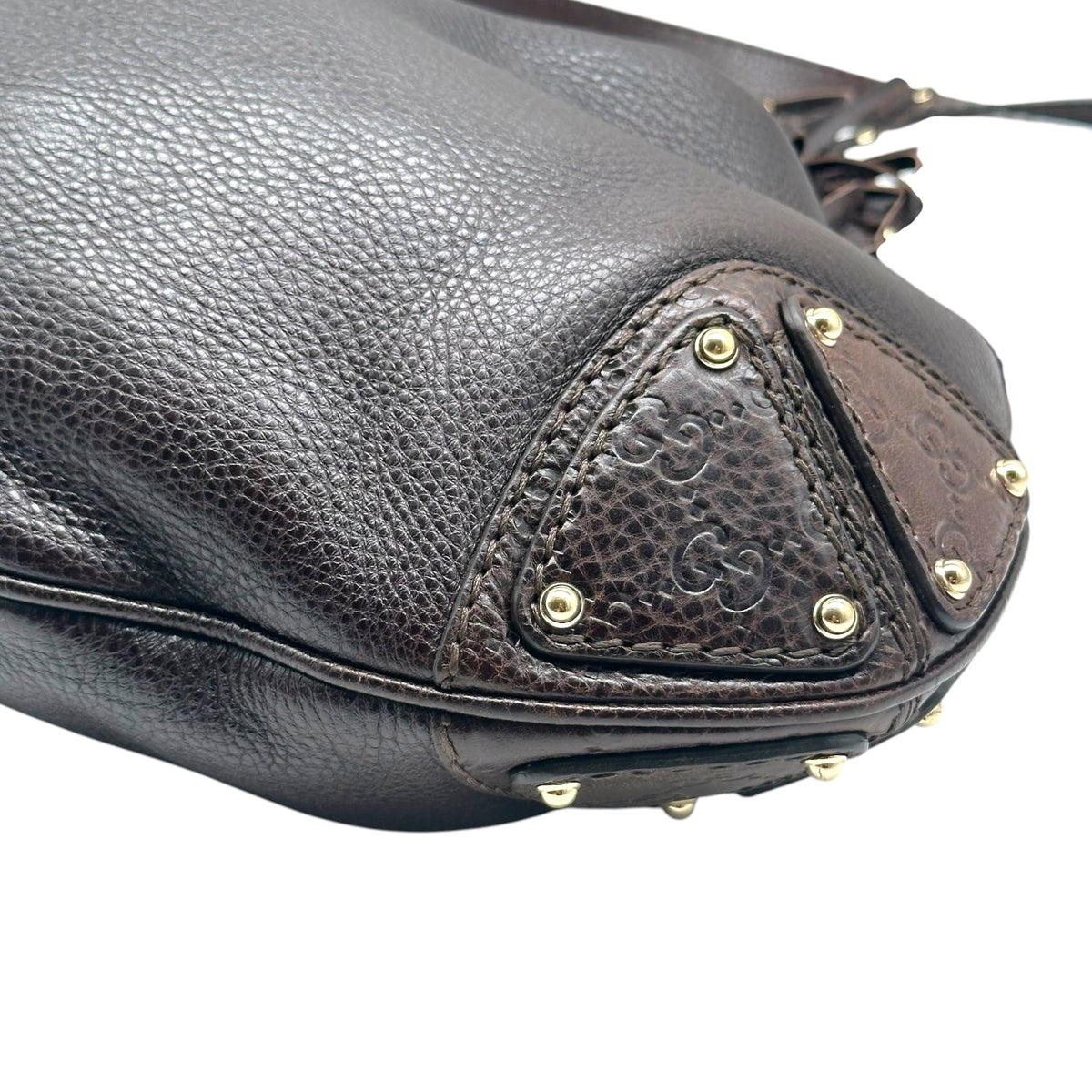 Gucci Dark Brown Guccissima Embossed Monogram Fringe Bag
