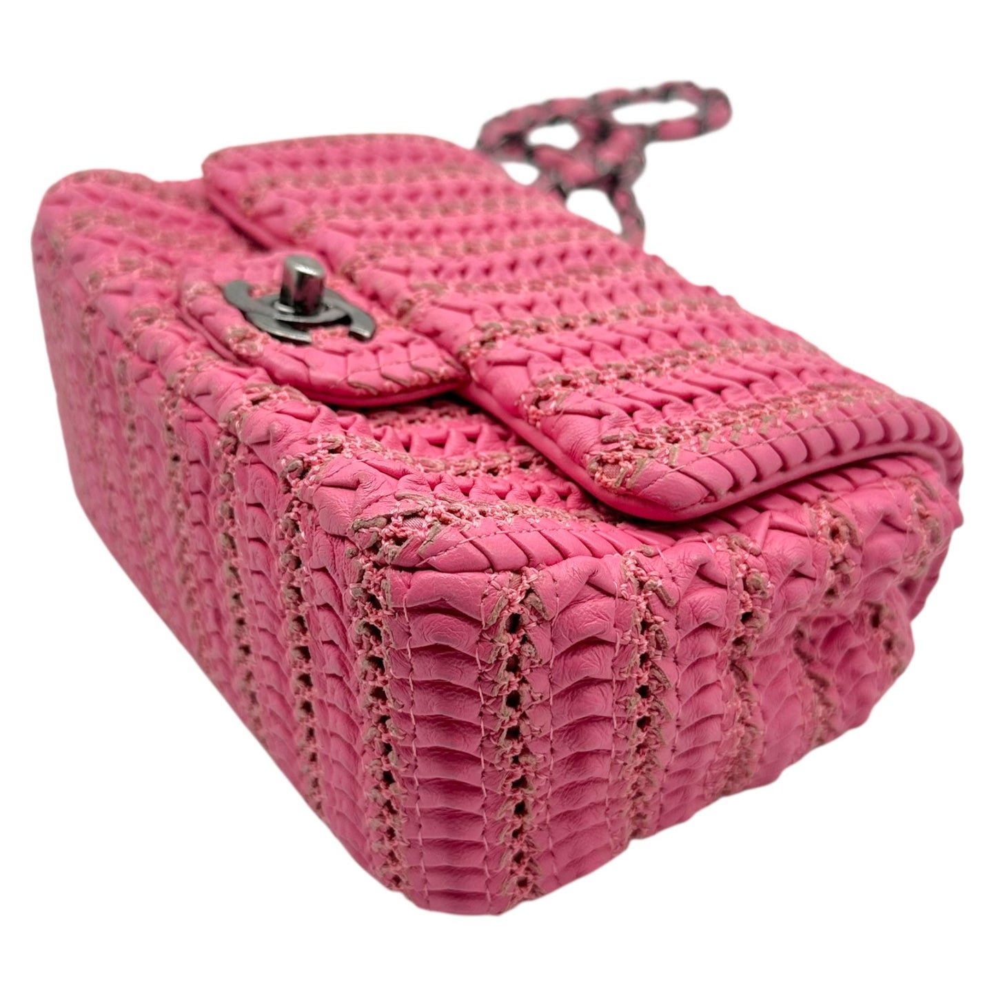 Chanel Paris-Seoul Pink Woven Leather Mini Square Flap Bag 2016