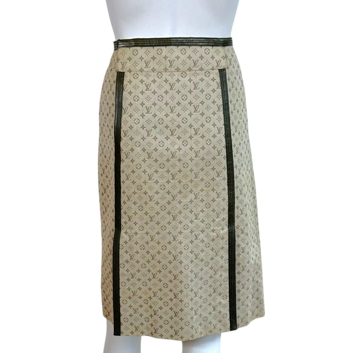 Louis Vuitton Midi Skirt Khaki Green Monogram