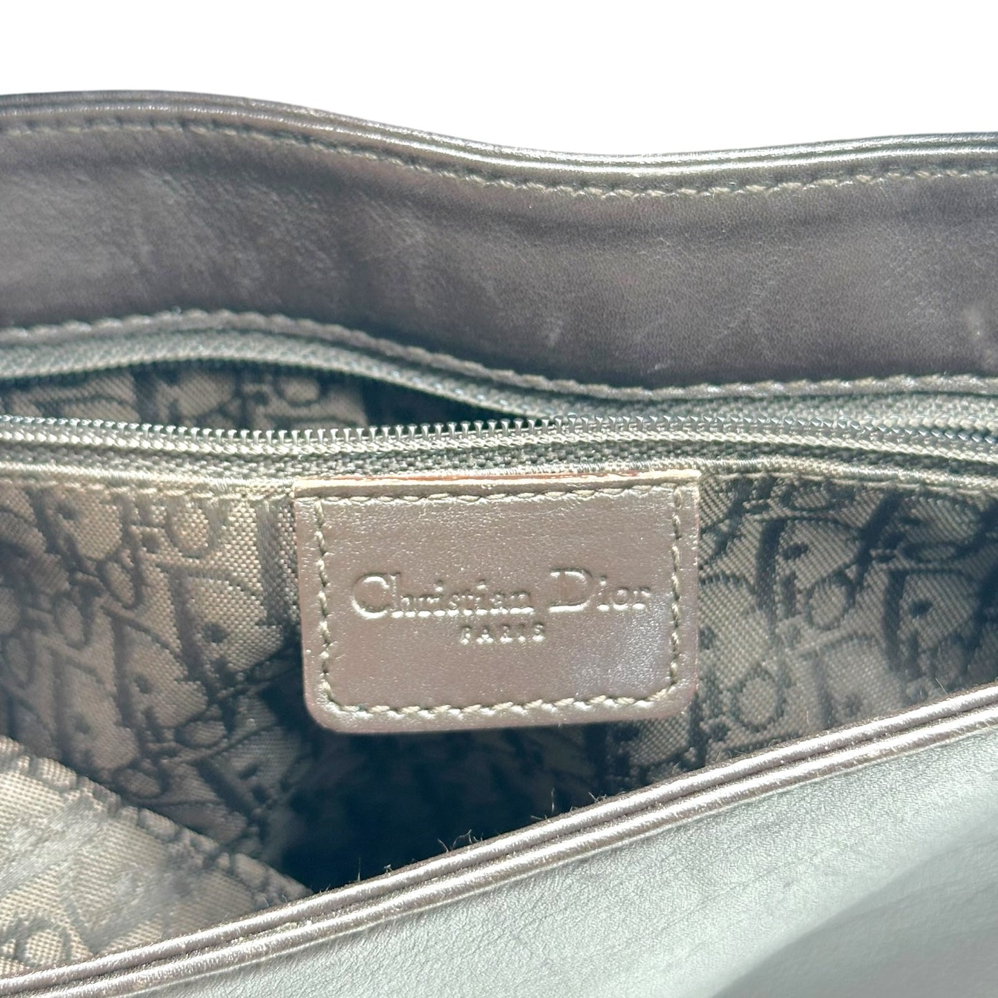 Christian Dior Brown Leather Silver Crossbody Bag