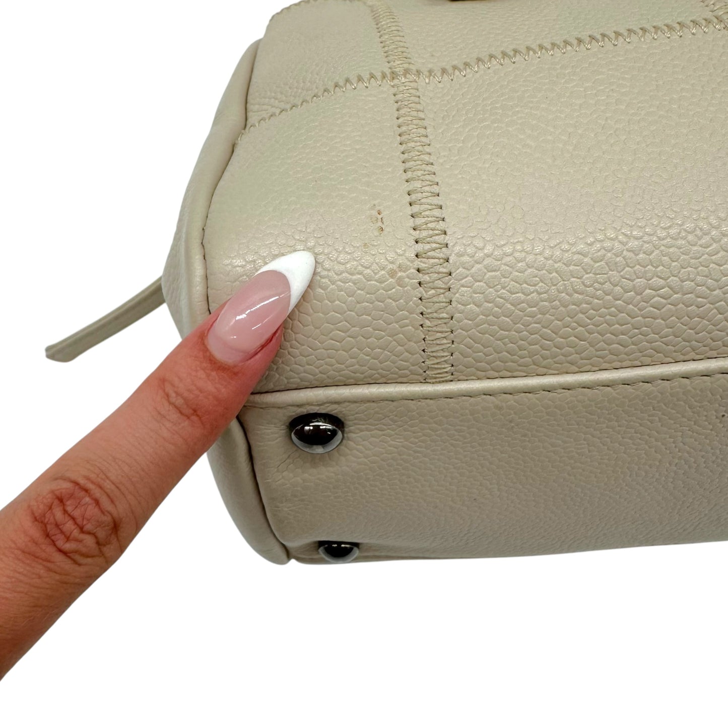 Chanel Ivory Caviar Leather Small Bowler Shoulder Bag