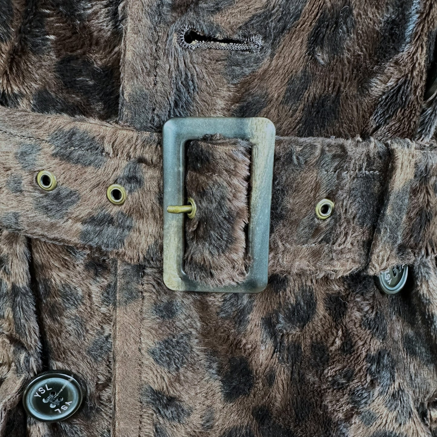 Yves Saint Laurent Faux Fur Leopard Trench Coat - Outfit Repeater