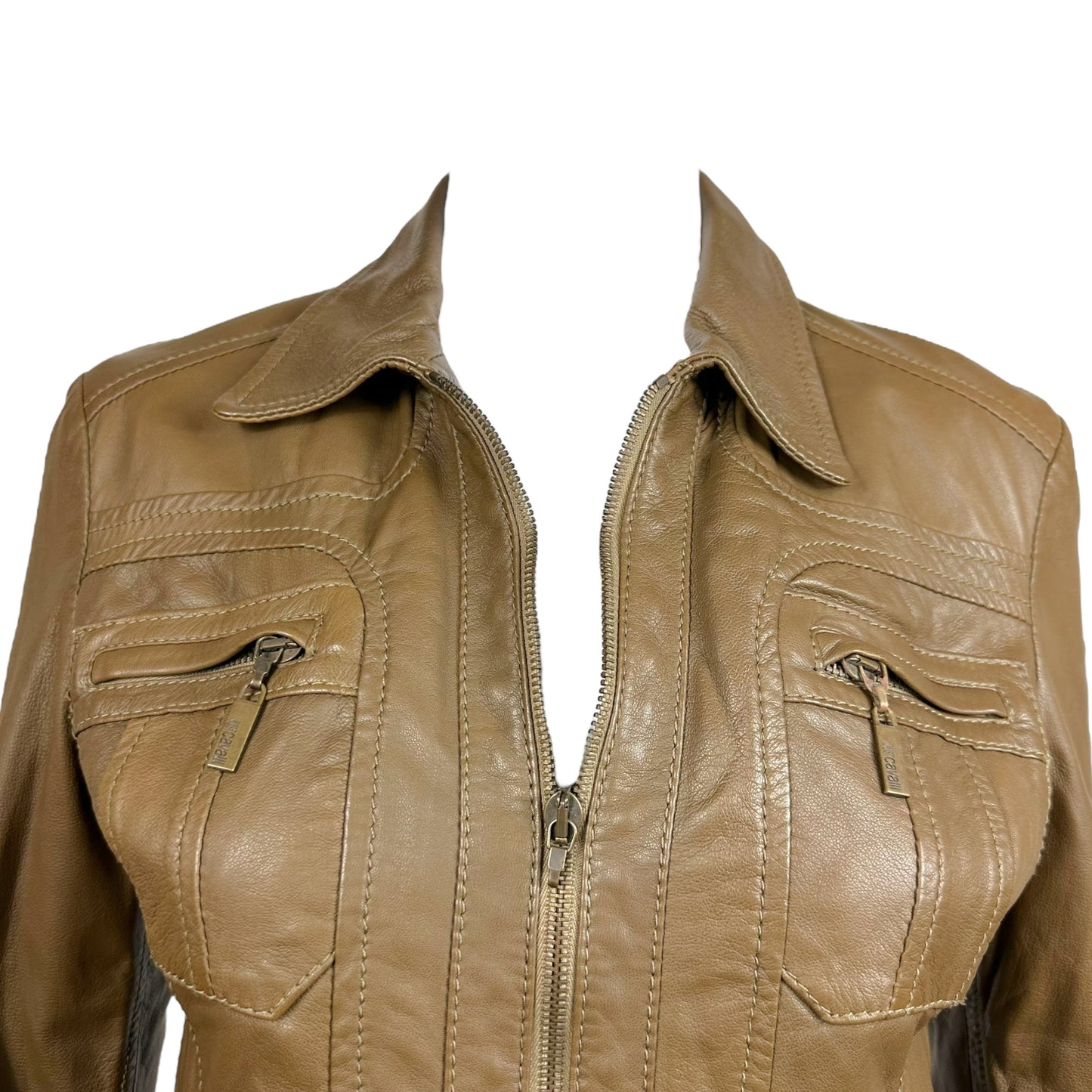 Just Cavalli by Roberto Cavalli Brown Leather Jacket