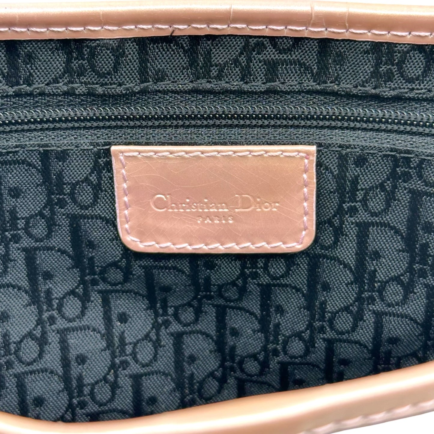 Christian Dior Saddle Shoulder Bag Gray Denim Pink Leather