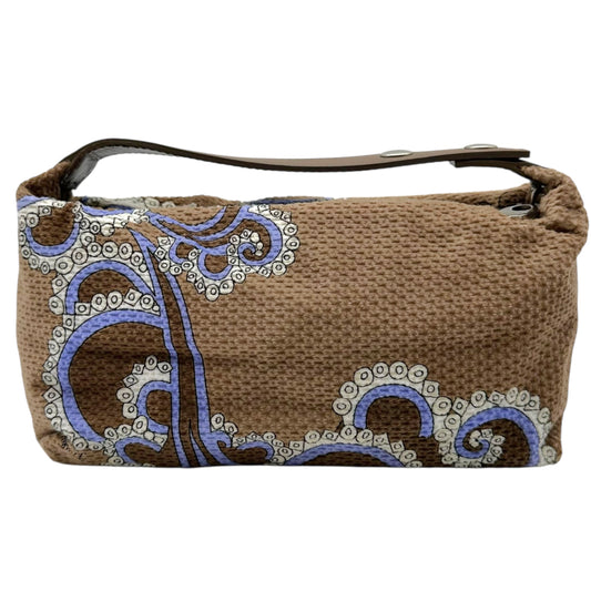 Emilio Pucci Brown & Blue Corduroy Printed Pochette Bag