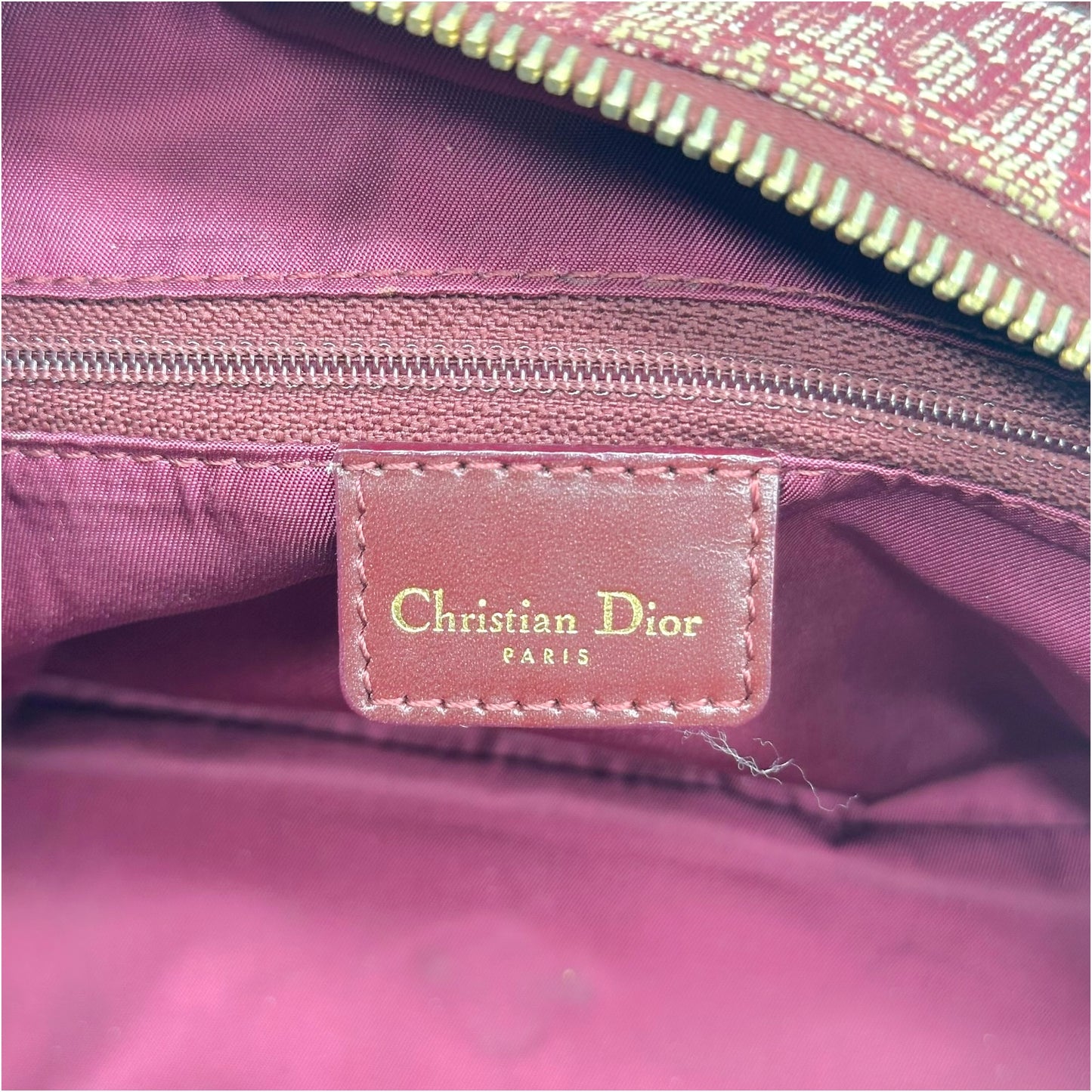Christian Dior Burgundy Trotter Monogram Small Double Saddle Bowler Handbag