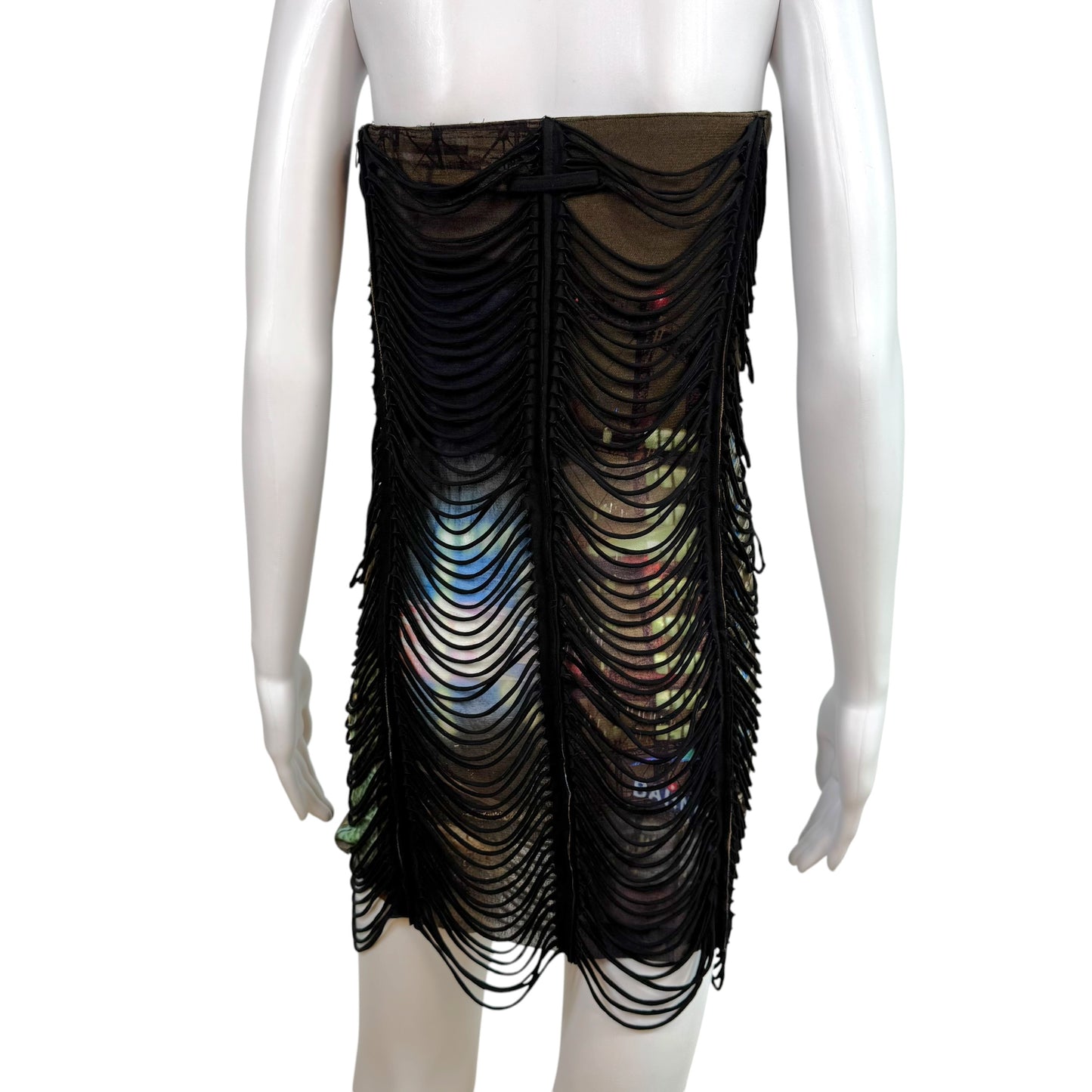Jean Paul Gaultier x Shayne Oliver Slashed Overlay Corseted Mesh Mini Dress