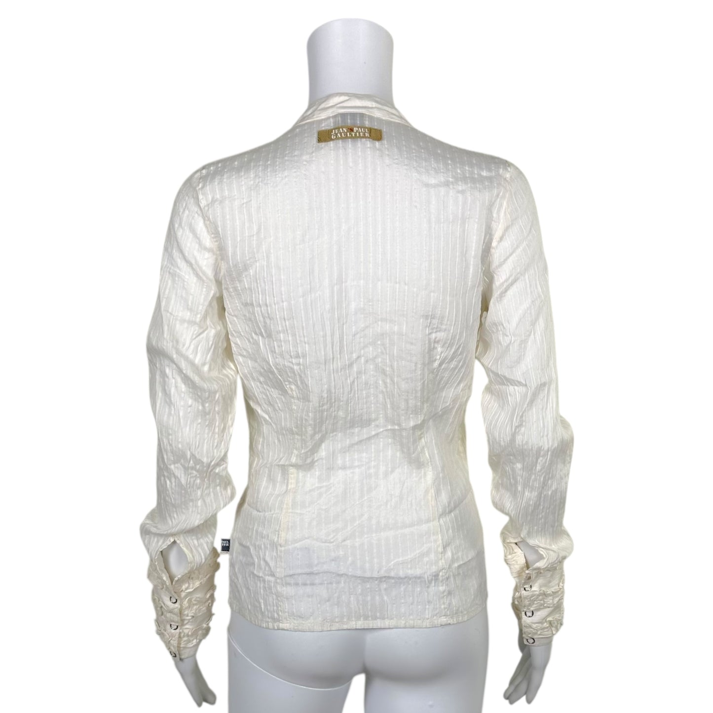 Jean Paul Gaultier Jean's White Semi-Sheer Cut-Out Blouse Top