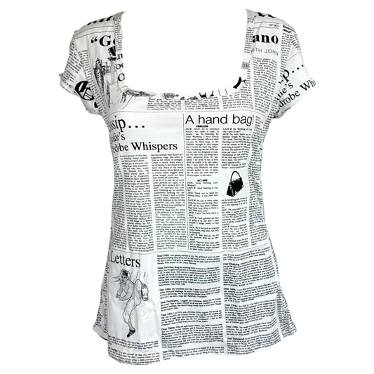 John Galliano White & Black Gazette Newsprint T-Shirt