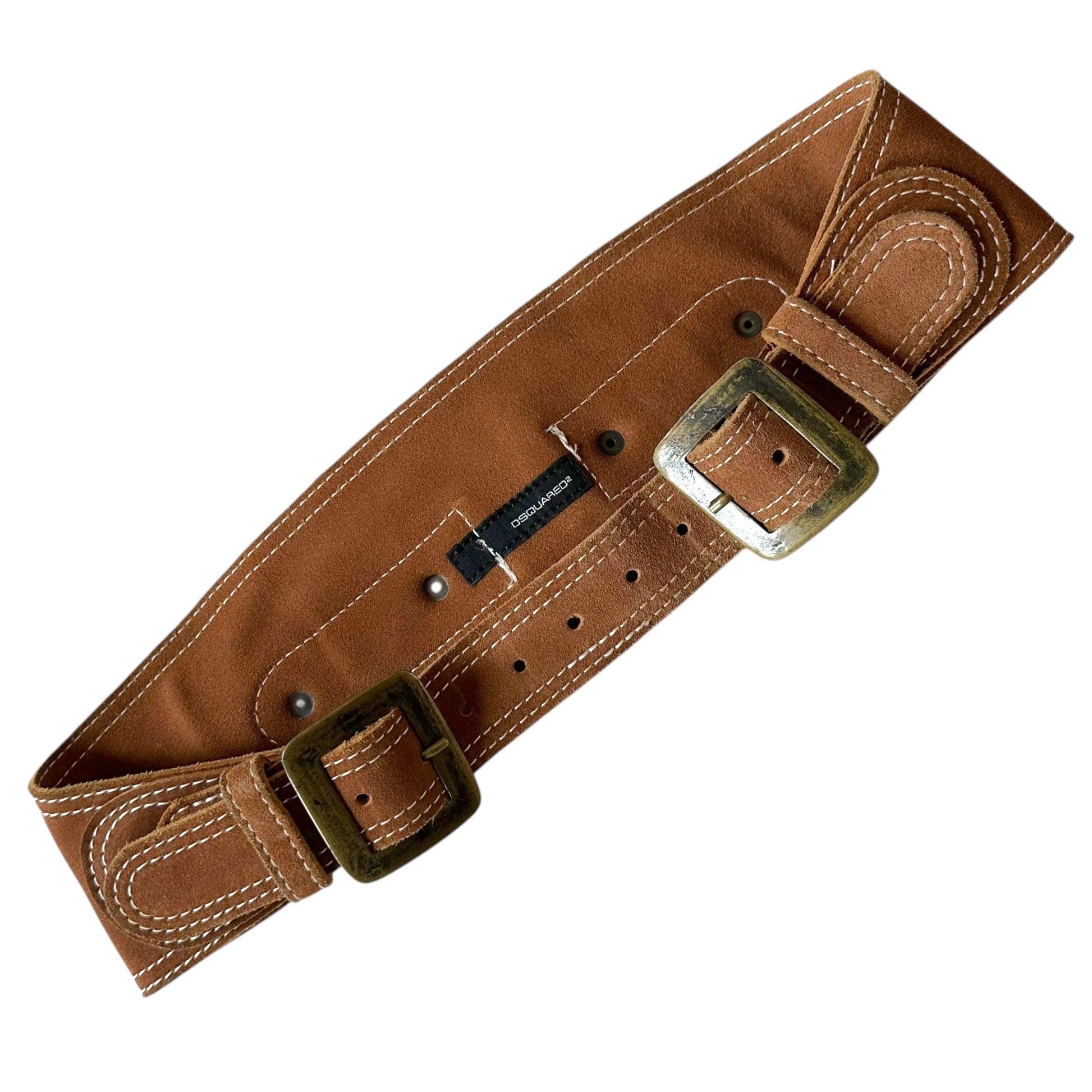 Dsquared2 Oversized Suede Double Buckle Belt - Outfit Repeater