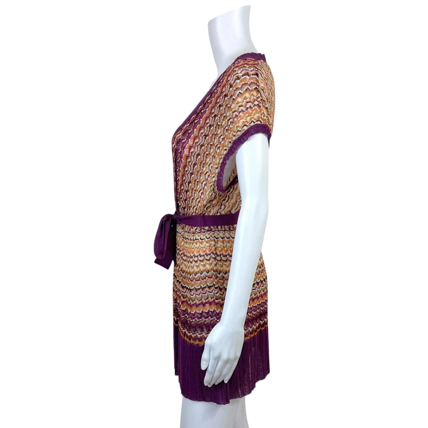 M Missoni Purple Chevron Knit Wrap Mini Dress