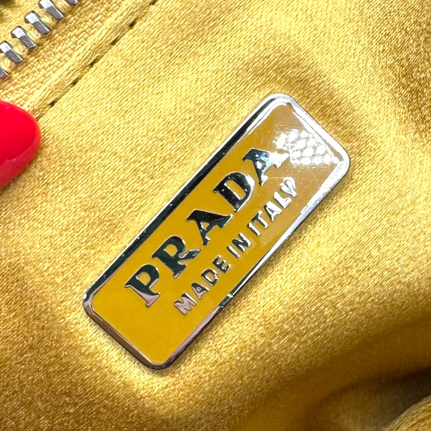 Prada Yellow Silk Floral Applique Shoulder Bag