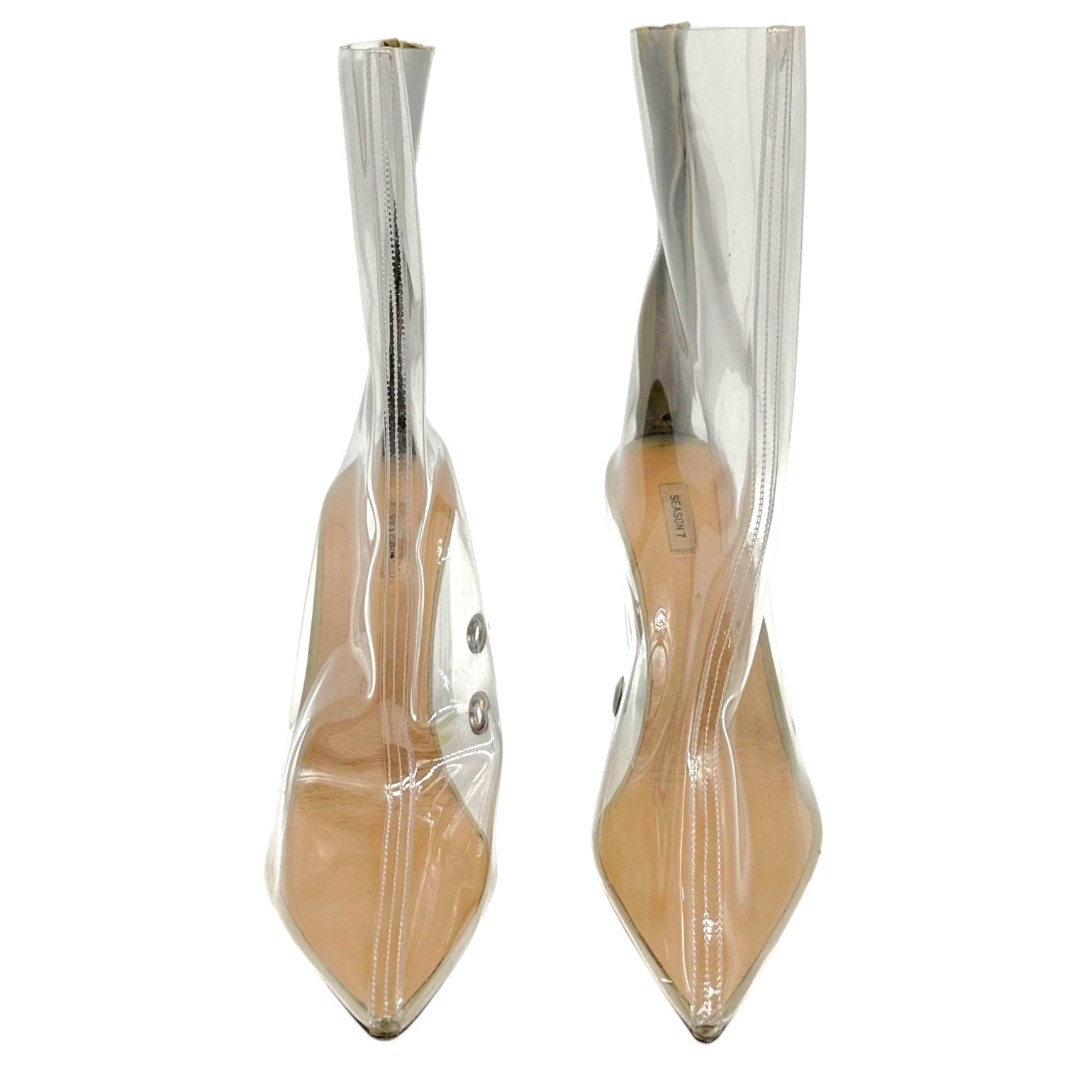 Yeezy Clear PVC Pointed Toe Heeled Boots