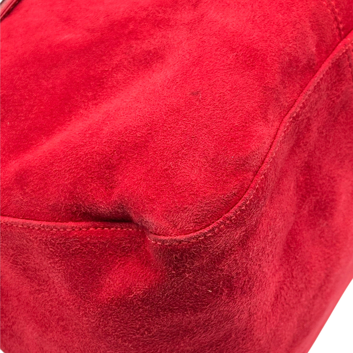 Fendi Red Suede Fold-Over Baguette Bag