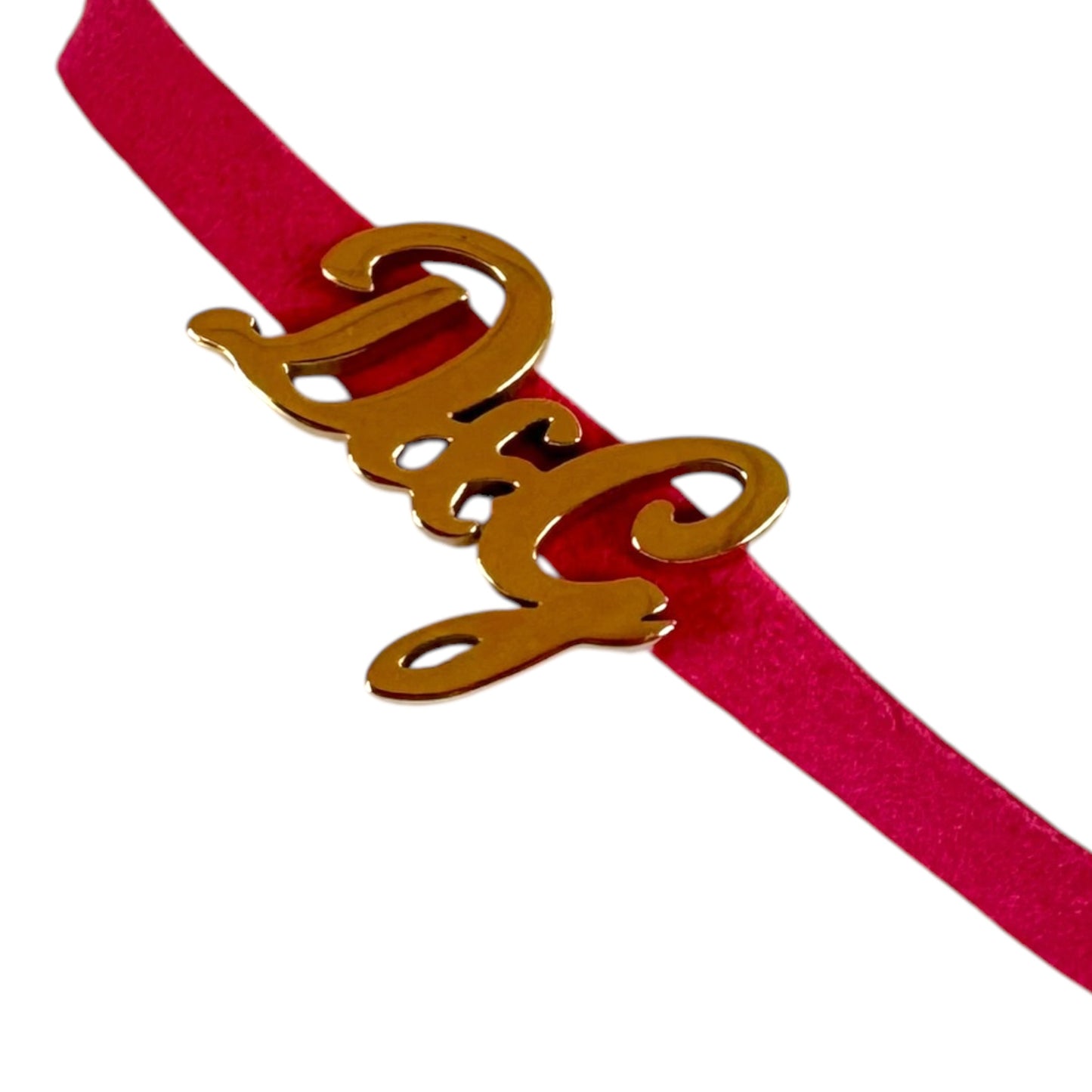 D&G Dolce & Gabbana Pink Suede & Crystal Logo Choker