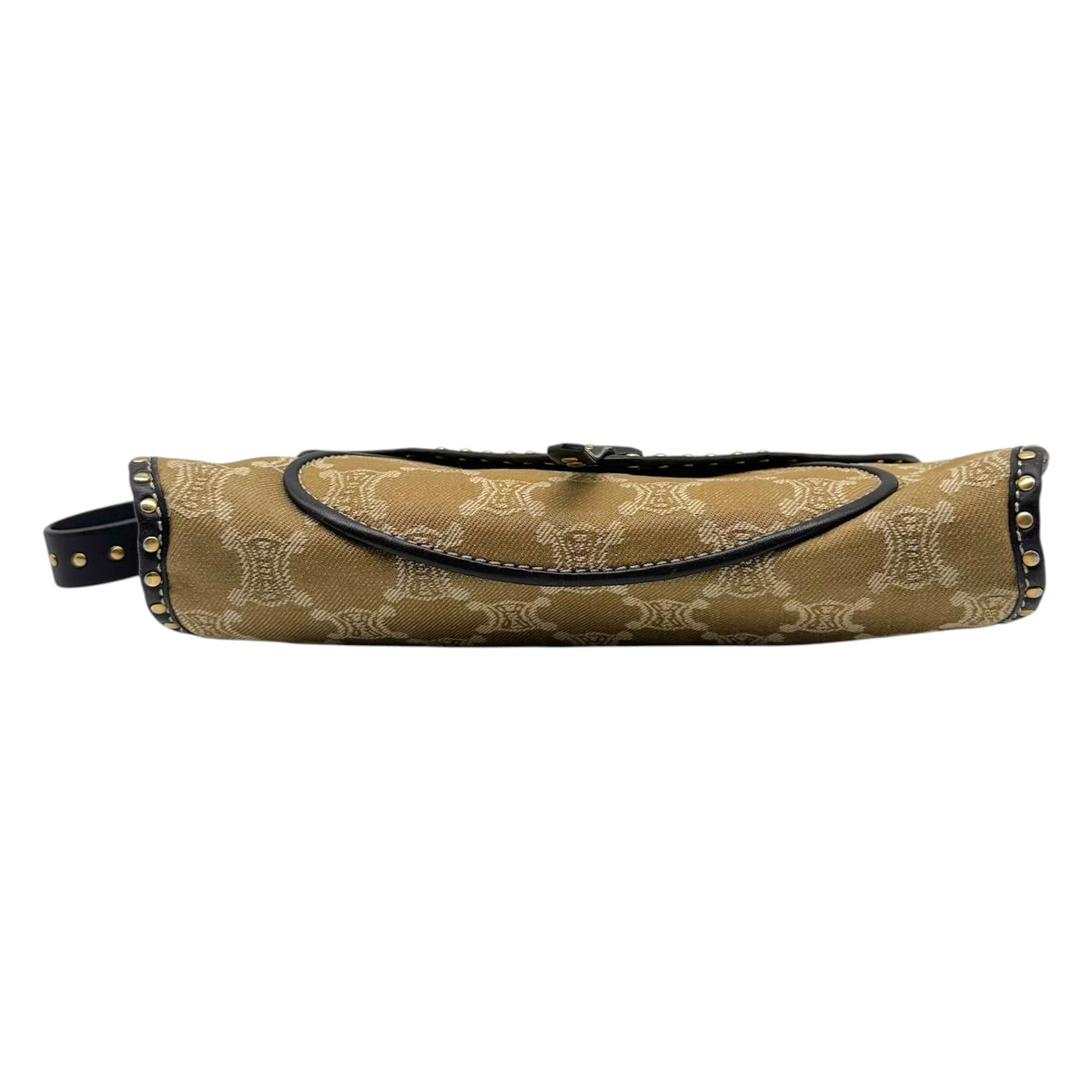 Celine Denim Shoulder Bag Khaki Green Triomphe Monogram