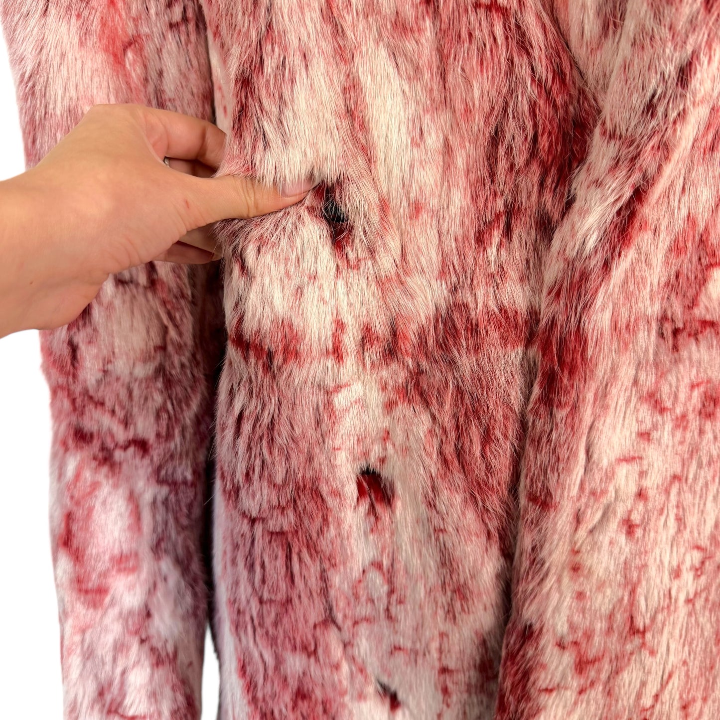 Vintage Pink Rabbit Fur Knee Length Coat - Outfit Repeater