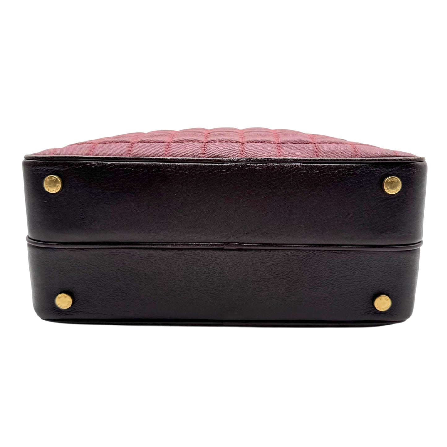 Chanel Burgundy Chocolate Bar Quilted Canvas & Leather Bowler Bag 2002-2003 - Outfit Repeater