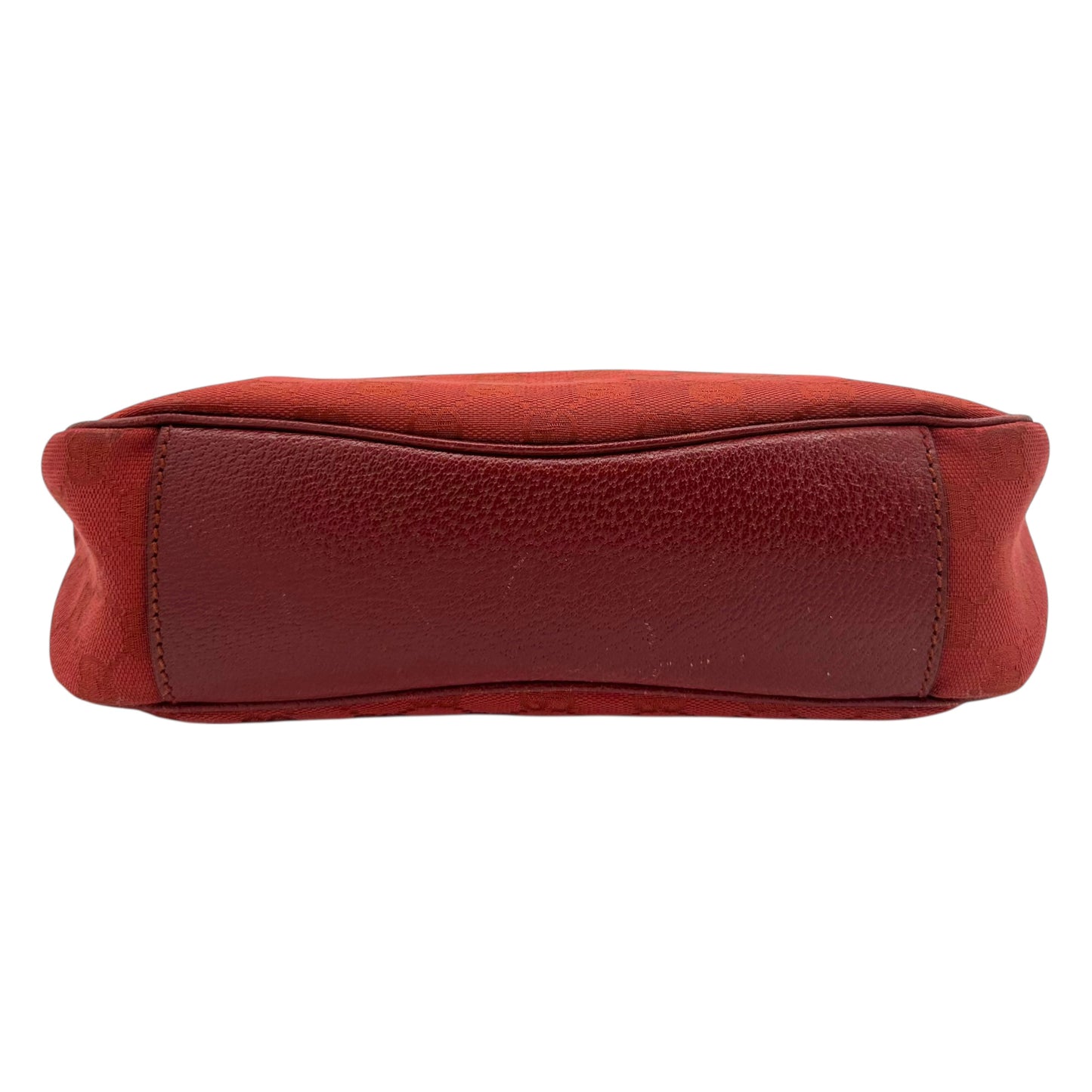 Gucci Red Monogram Leather Trim Shoulder Bag - Outfit Repeater