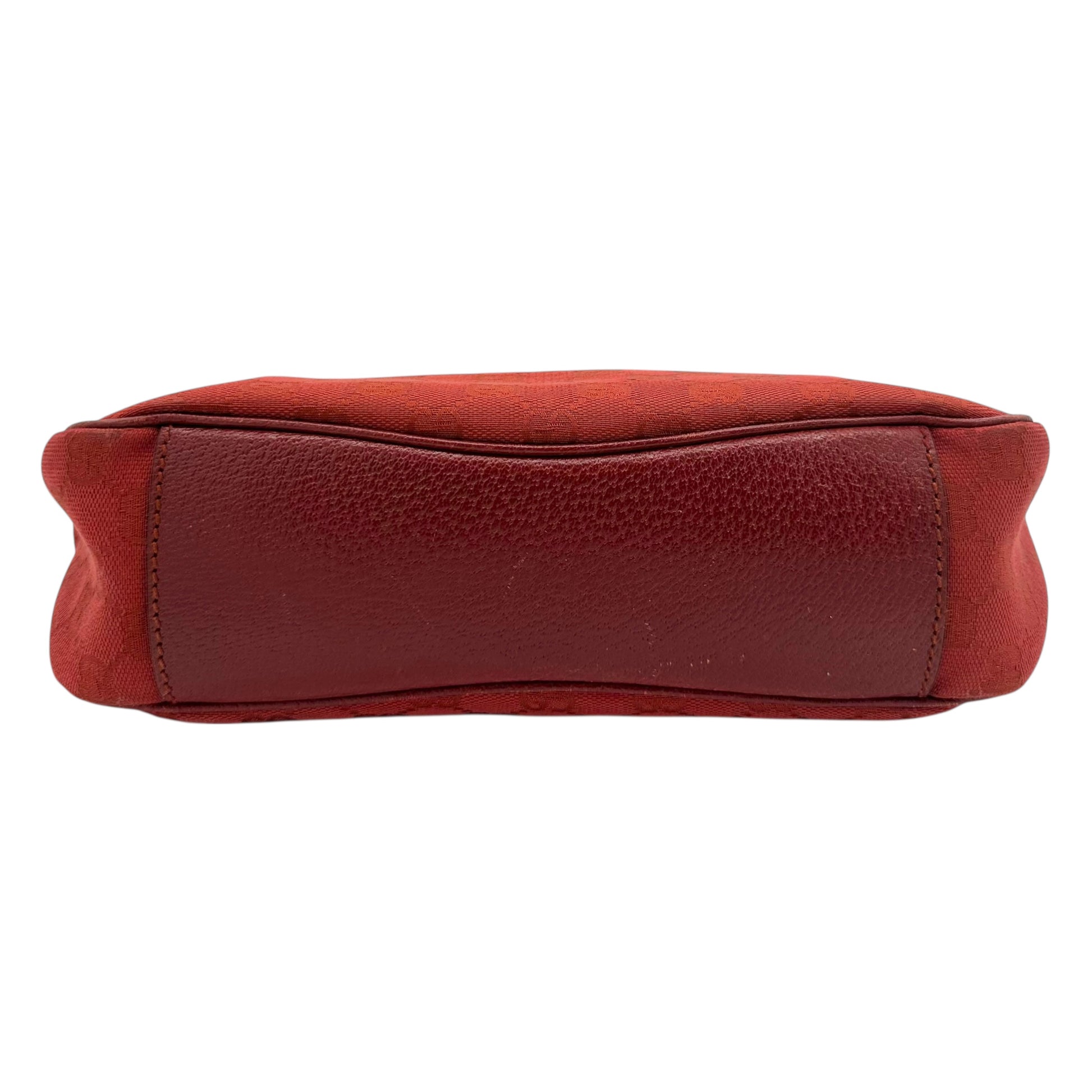 Gucci Red Monogram Leather Trim Shoulder Bag - Outfit Repeater