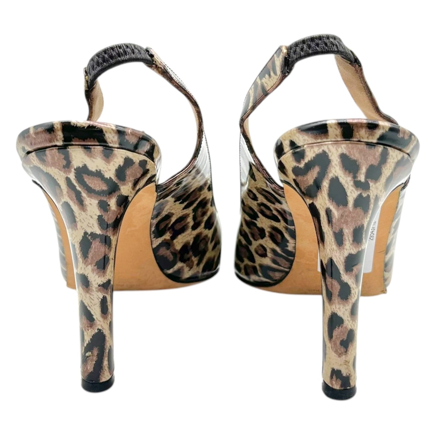 Manolo Blahnik Leopard Patent Leather Slingback Sandals
