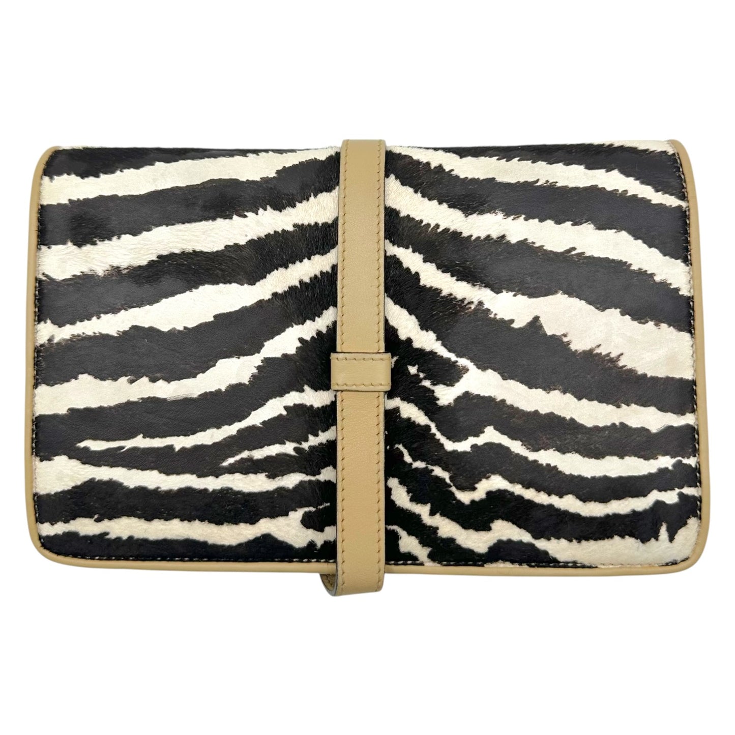 Gucci Zebra Print Ponyhair Jackie Piston Lock 2-Way Clutch Bag