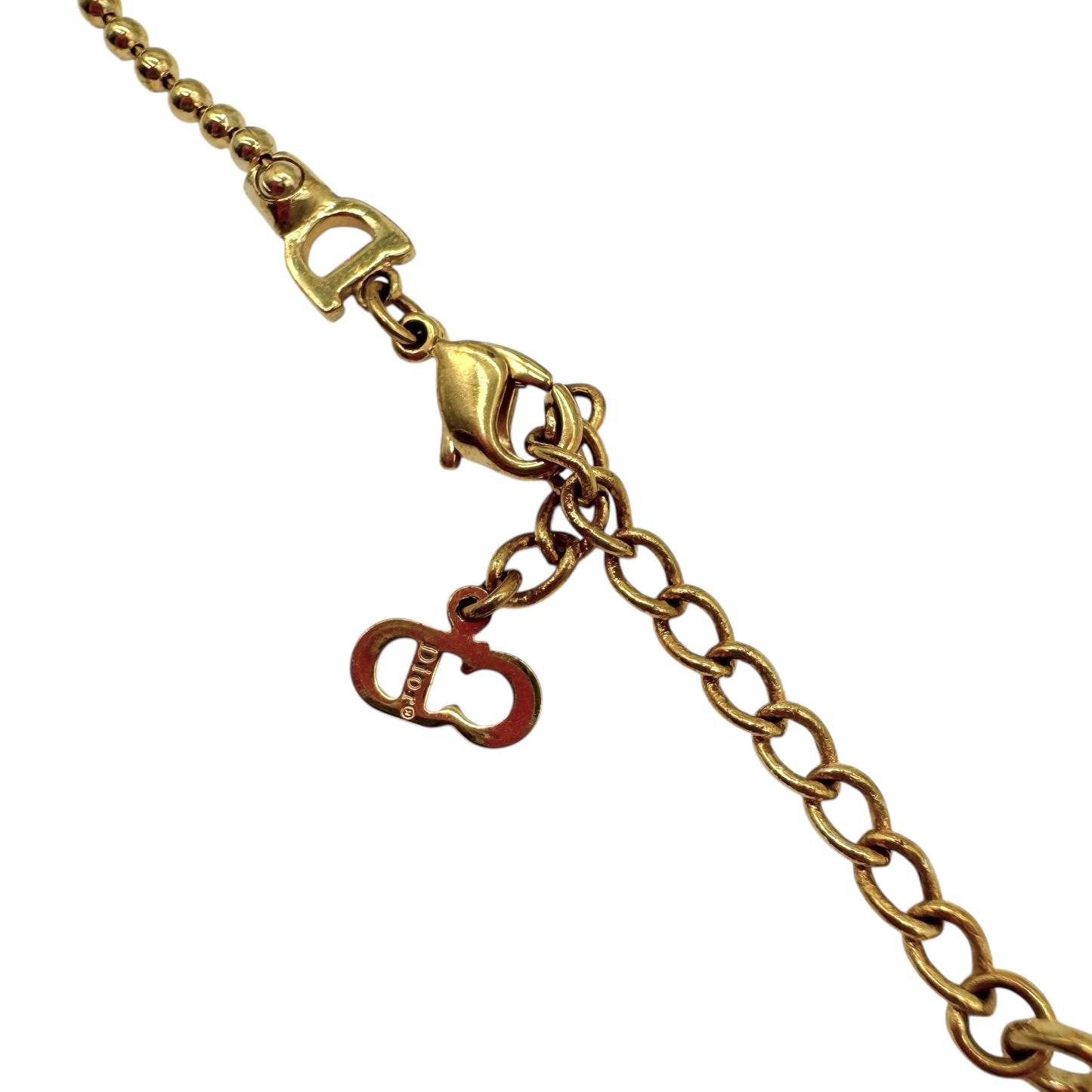 Christian Dior Gold Tag Logo Necklace