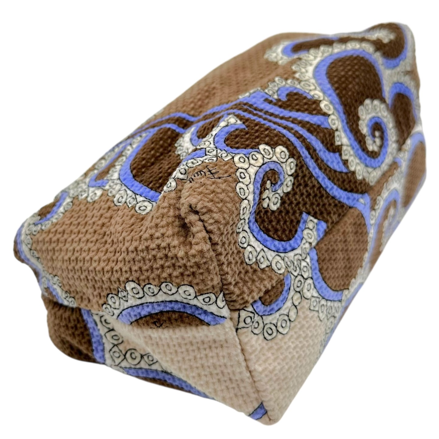 Emilio Pucci Brown & Blue Corduroy Printed Pochette Bag