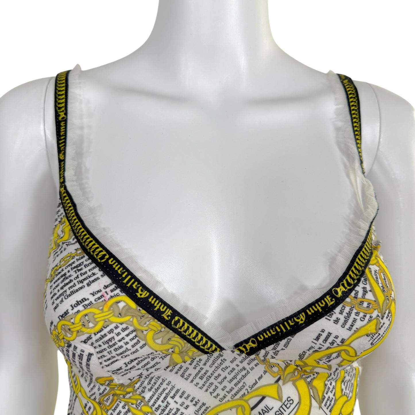 John Galliano Gazette News & Chain Print Semi-Sheer Cami NEW - Outfit Repeater
