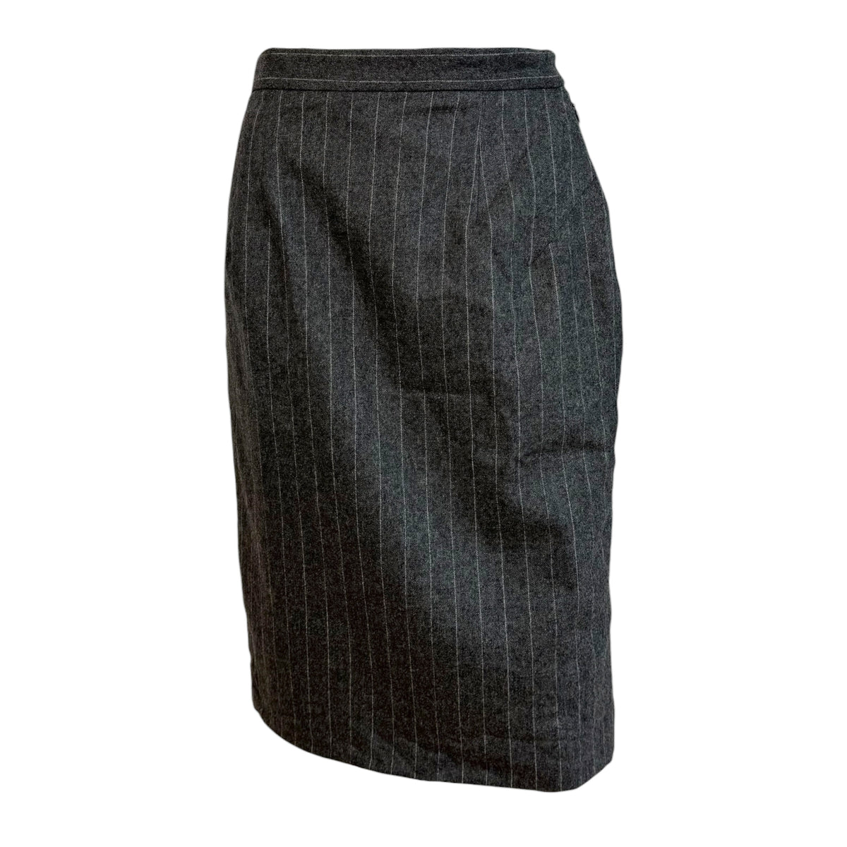 Gucci Gray Pinstriped Wool Pencil Midi Skirt 90s Vintage