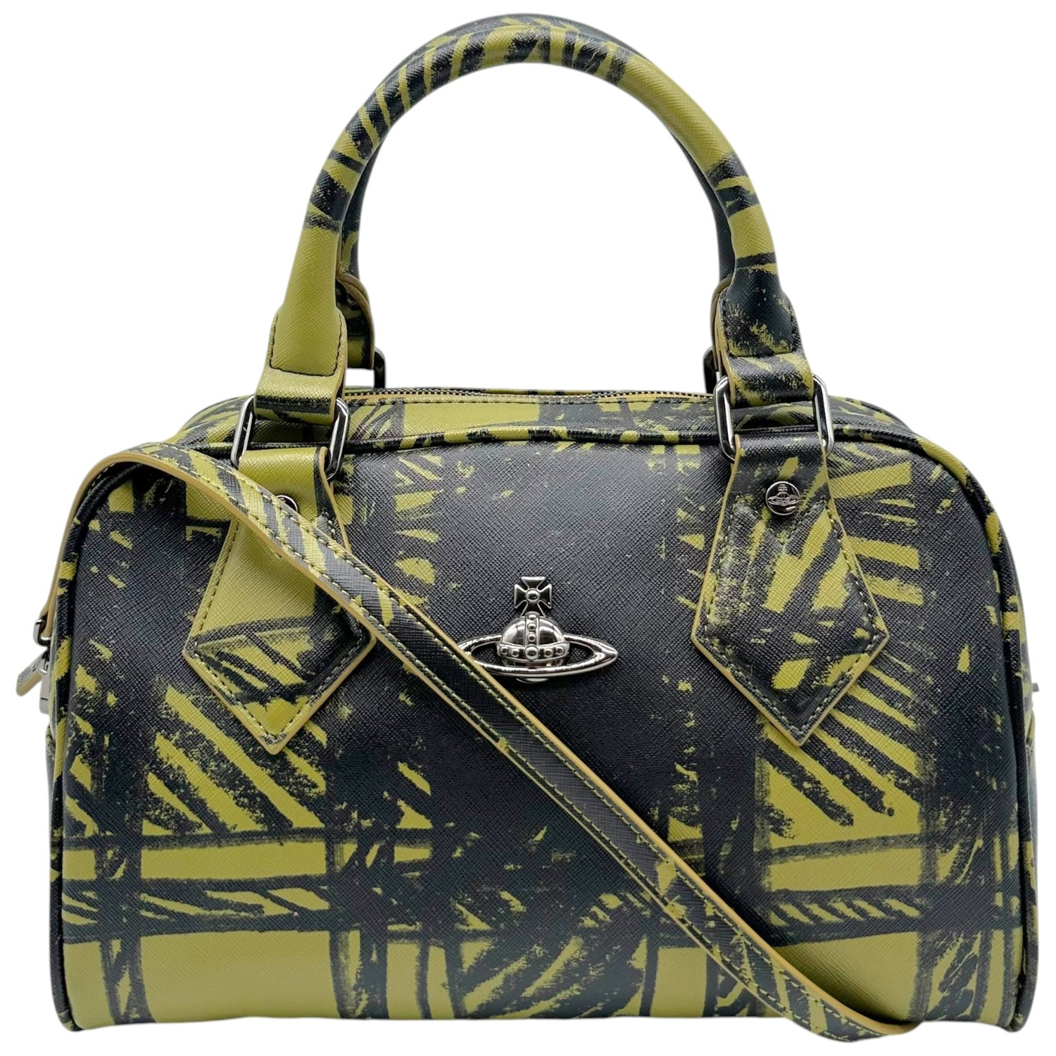 Vivienne Westwood Bowler Bag Green Black Scribble Plaid