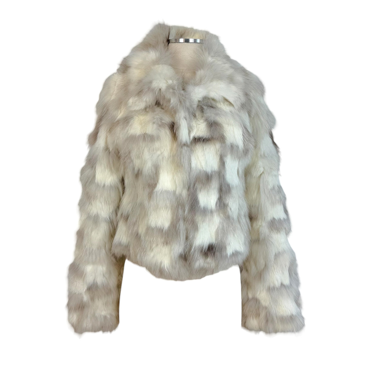 Burberry Ivory Brown Cropped Rabbit Fur Coat
