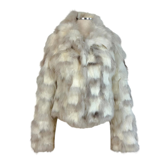 Burberry Ivory Brown Cropped Rabbit Fur Coat