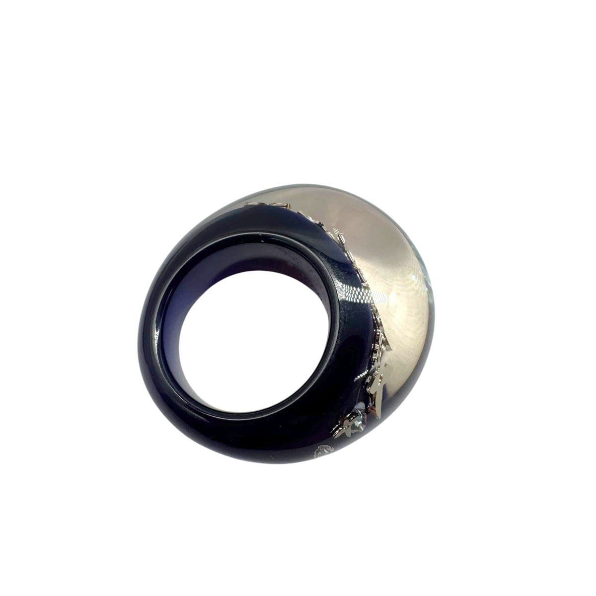 Louis Vuitton Monogram Inclusion Ring Navy Blue Clear Resin
