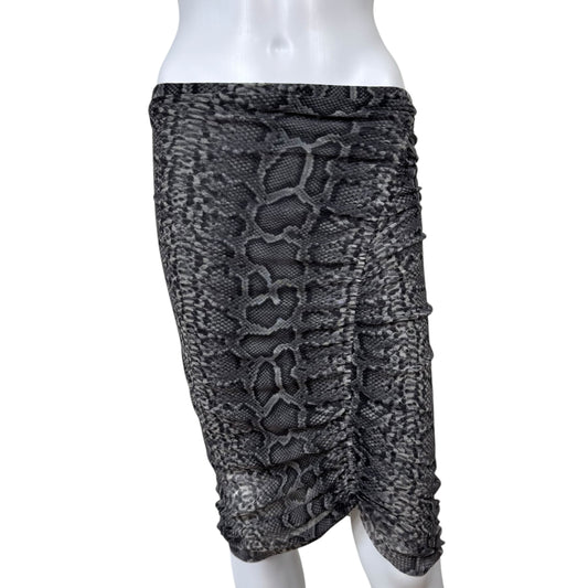 Jean Paul Gaultier Soleil Gray Snakeskin Print Mesh Midi Skirt