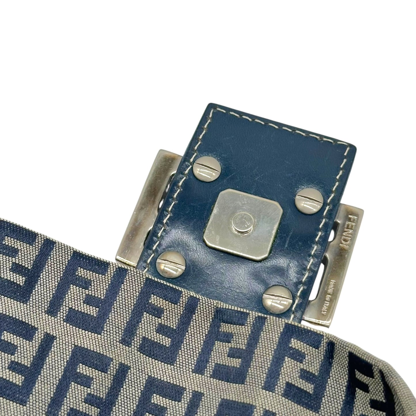 Fendi Navy Blue Zucchino Monogram Baguette Bag