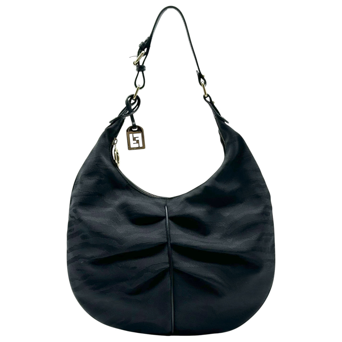 Fendi Black Zebra Print Canvas Hobo Bag