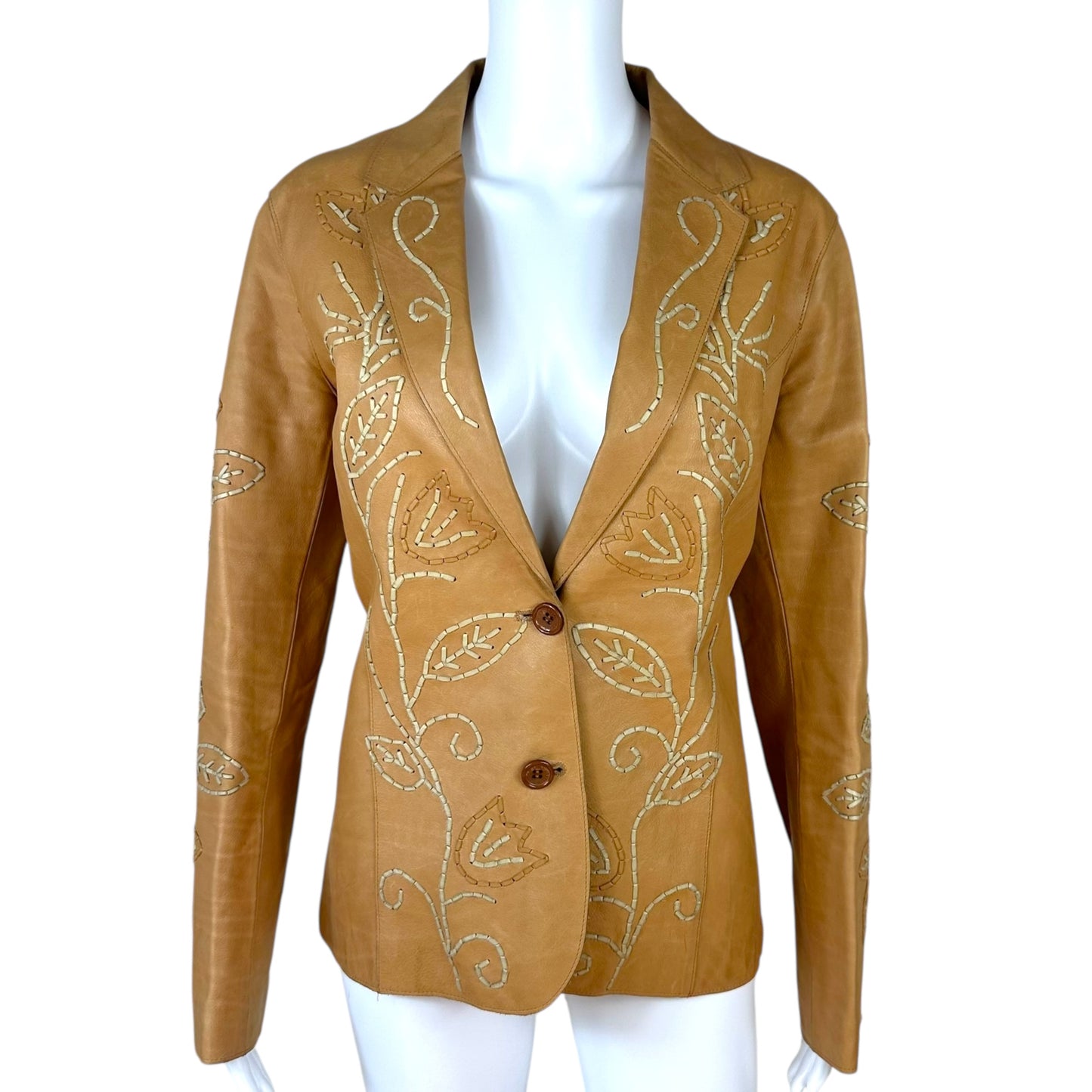 D&G Dolce & Gabbana 90's Whipsticth Leather Blazer Jacket