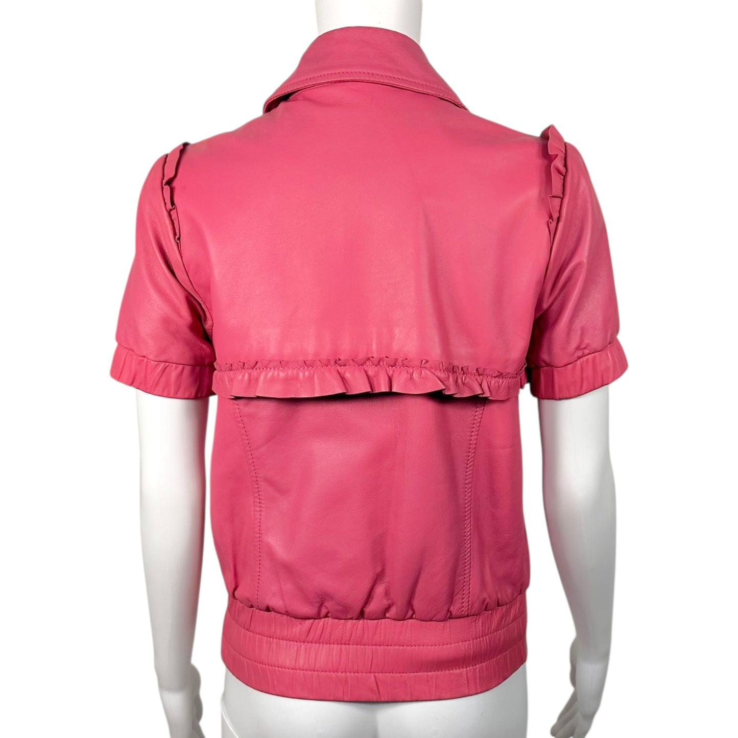 RED Valentino Pink Leather Short Sleeve Jacket - Outfit Repeater