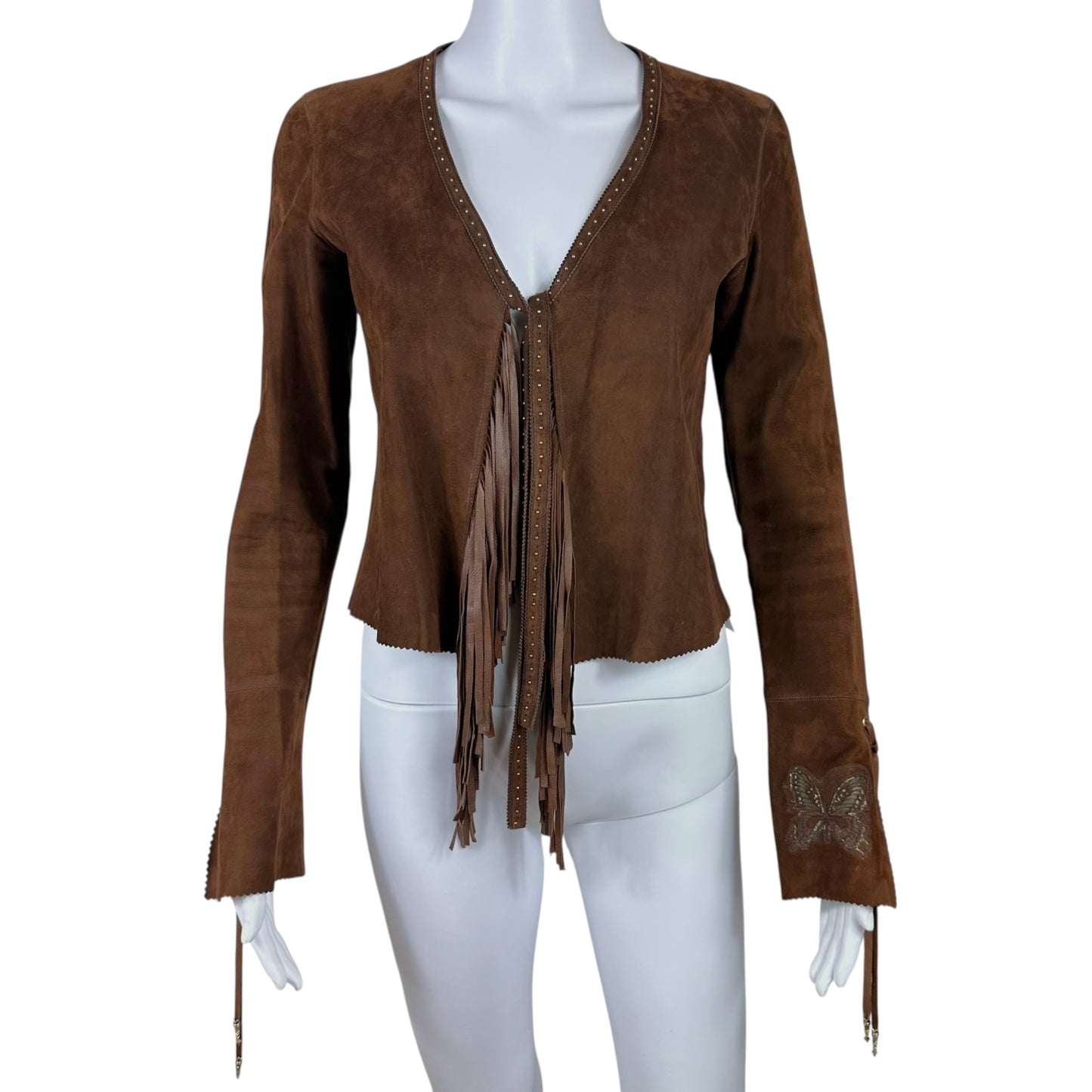 Roberto Cavalli Brown Suede Fringe Jacket - Outfit Repeater