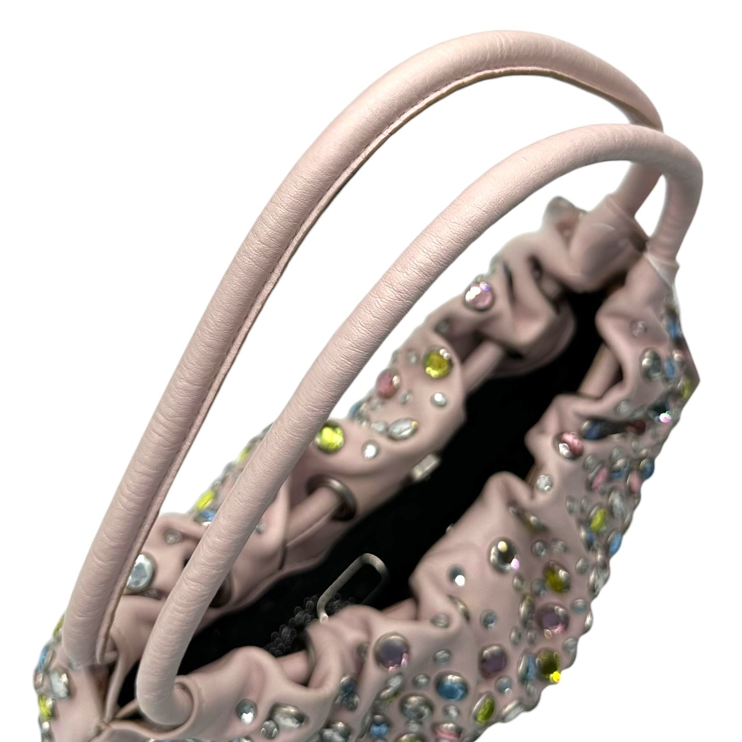 Sonia Rykiel Light Pink Leather & Multicolor Crystal Domino Bag