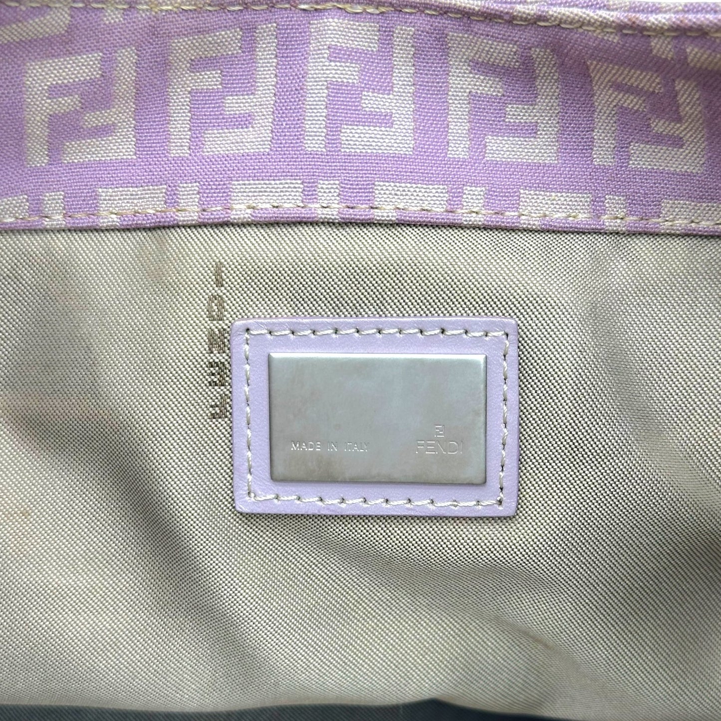 Fendi Lavender Zucchino Monogram Shoulder Baguette Bag