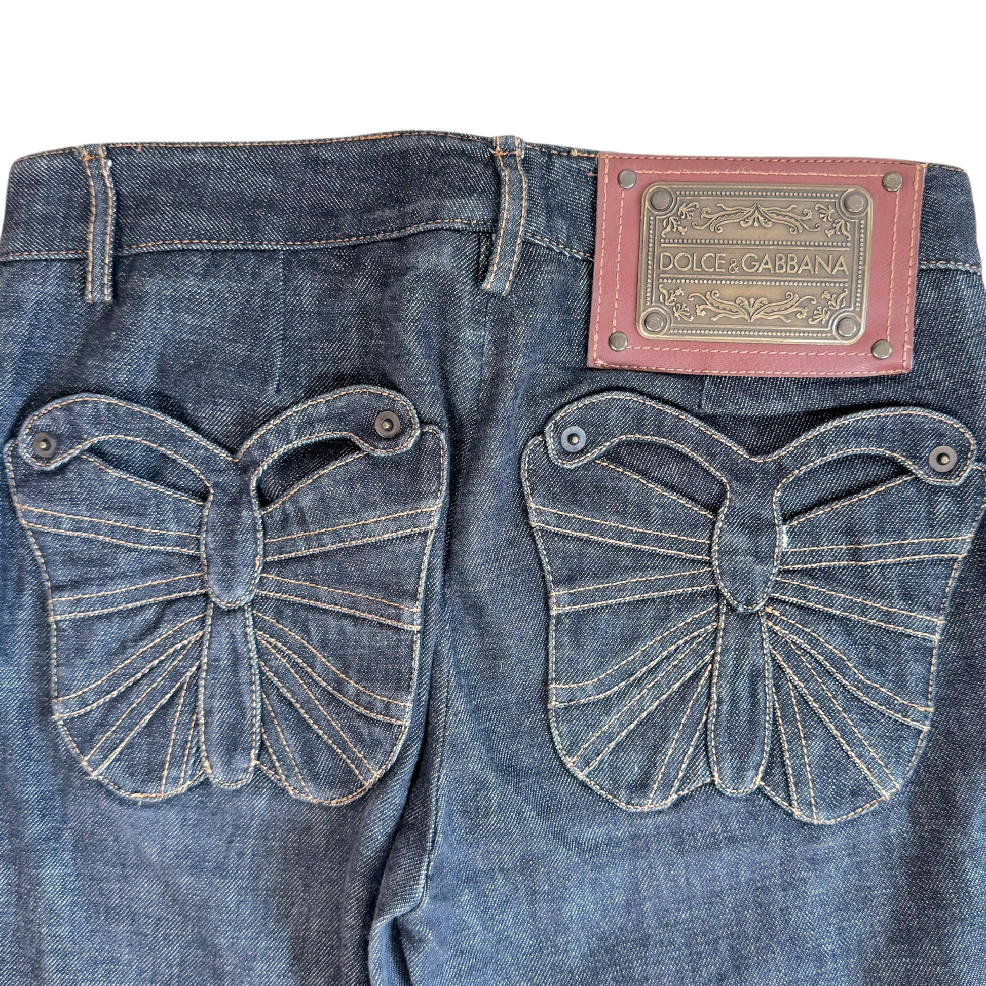 Dolce & Gabbana Blue Denim Butterfly Pocket Jeans