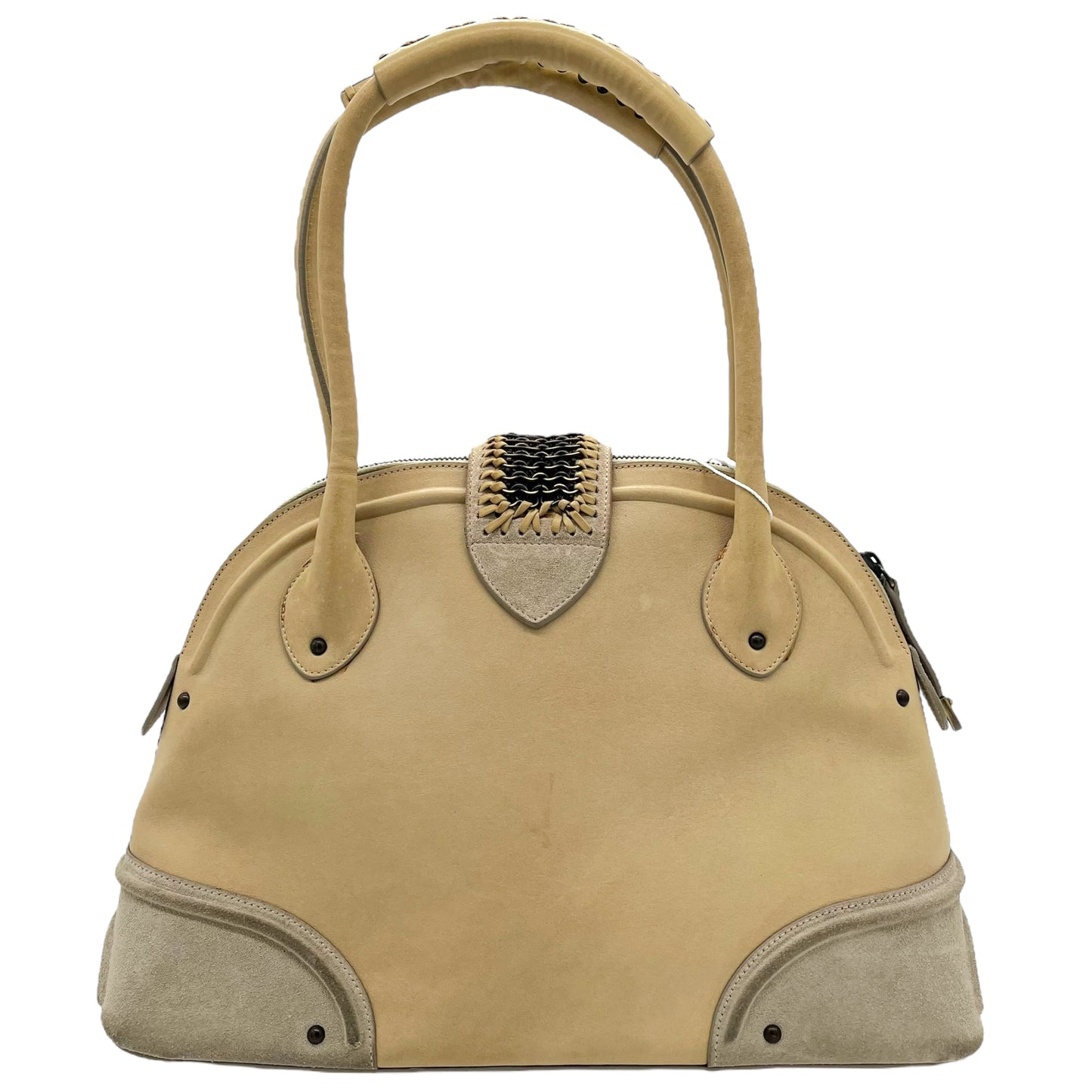 Christian Dior Ivory Leather & Suede Bowler Bag