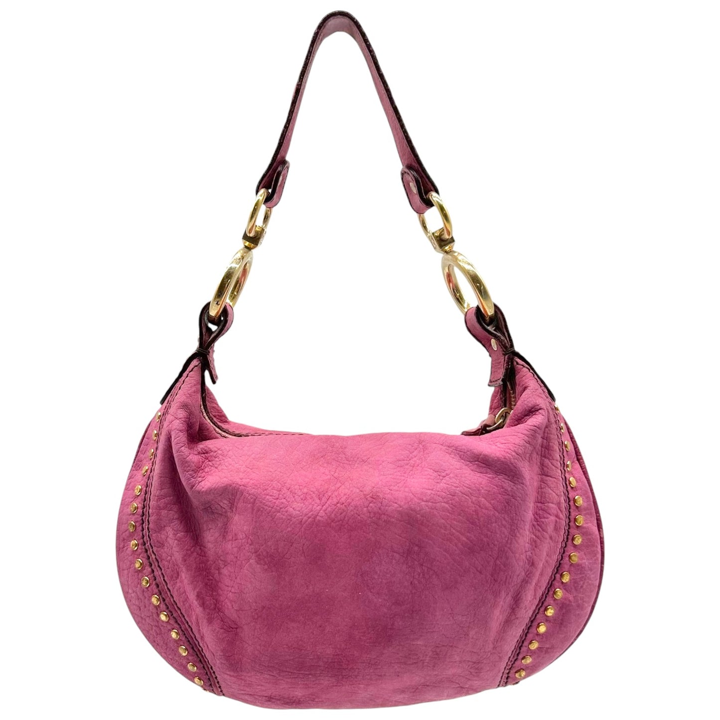 Fendi Mini Shoulder Bag Purple Suede Gold Studs